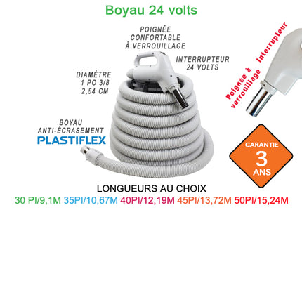 Boyau Plastiflex pour central haute qualité 24 volts avec interrupteur
