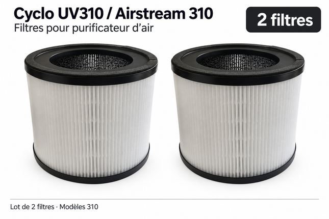 2 filtres pour purificateurs Cyclo UV310 et Airstream 310