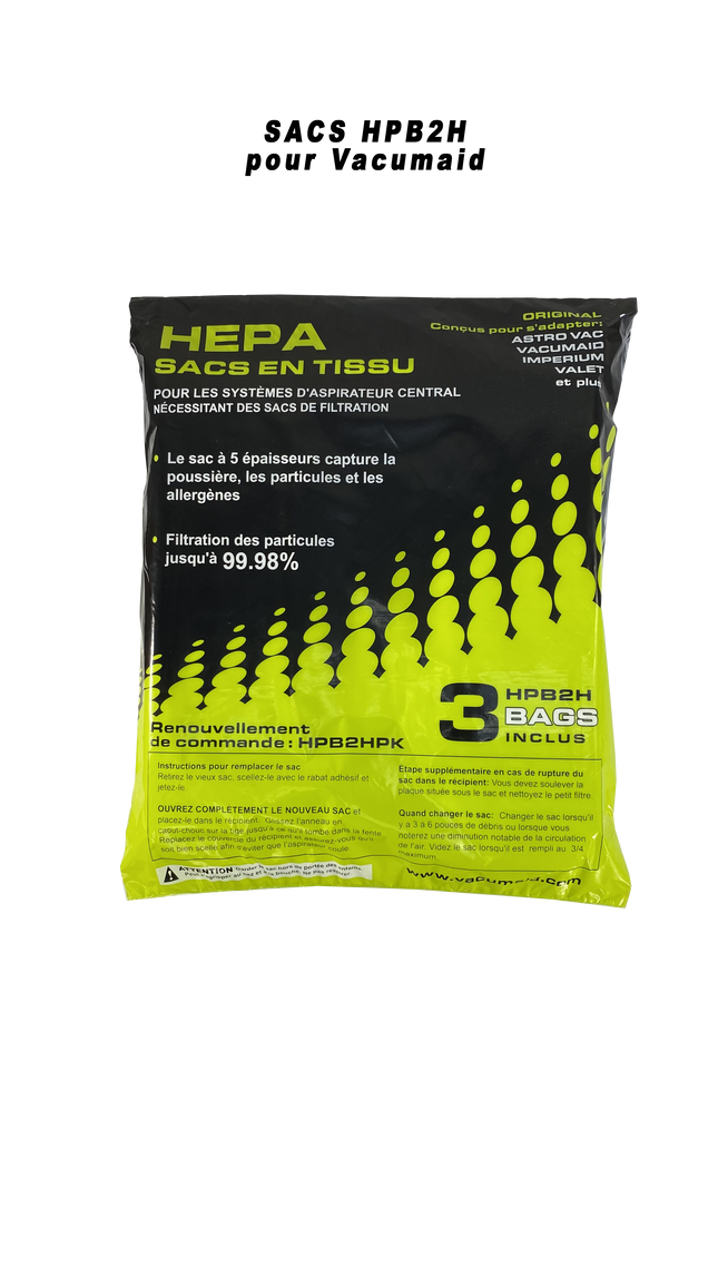 Sacs (6), sacs pour aspirateur central Vacumaid HPB2HPK