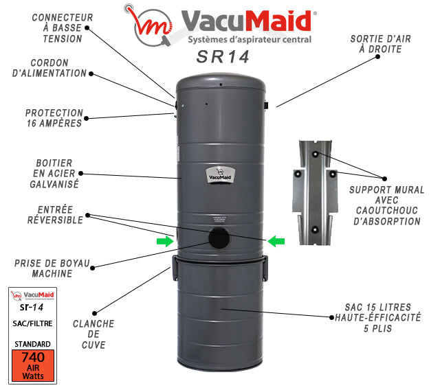 Aspirateur central Vacumaid SR-14