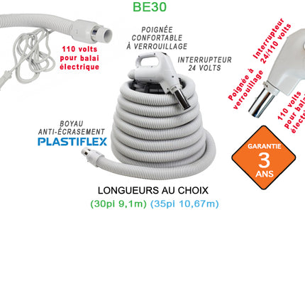 Boyau Plastiflex pour central haute qualité 24/110 volts avec interrupteur