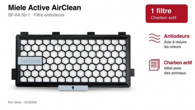 Filtre Active AirClean Miele SF-AA 50-1 à charbon actif, référence 12785350