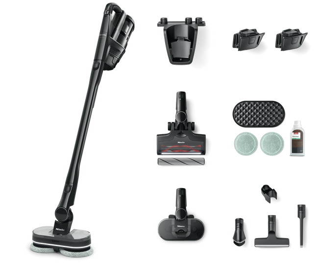 Miele Triflex HX3 Plus Aqua noir obsidienne avec AquaTwister, deux batteries et accessoires
