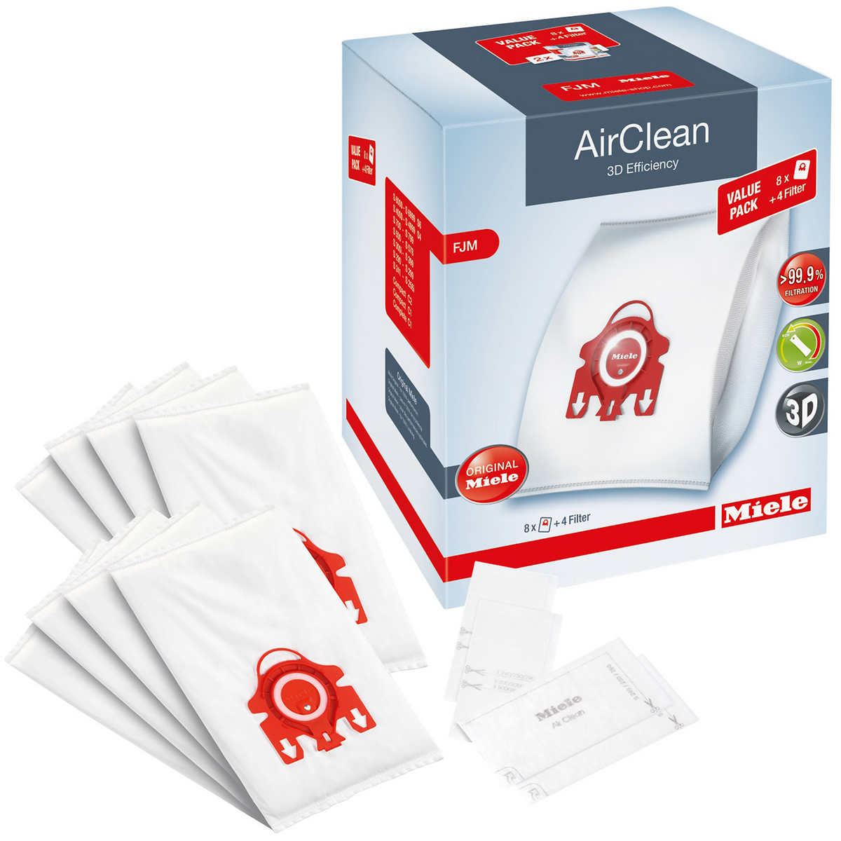 4 Boîtes de Sacs Aspirateurs Miele HyClean 3D FJM