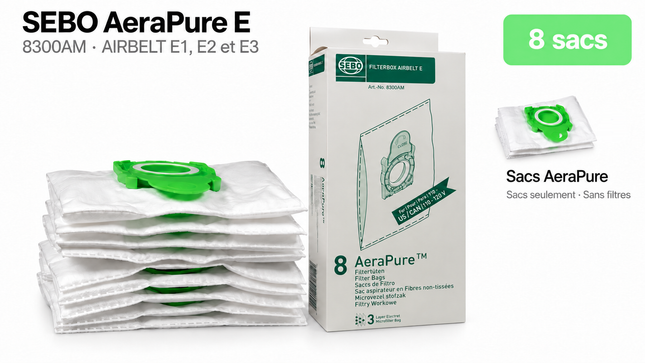 SEBO AeraPure E 8300AM — 8 sacs
