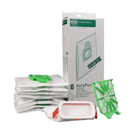 SEBO Service Box série E 8334AM — huit sacs AeraPure et filtres